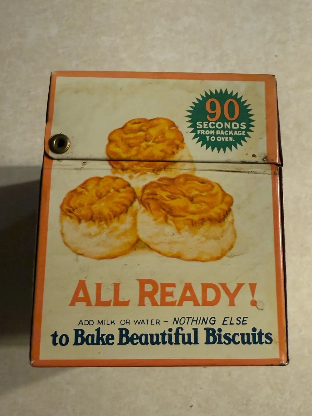 Vintage Betty Crocker Recipe box Bisquick Advertising Metal Tin Box Recipe Cards